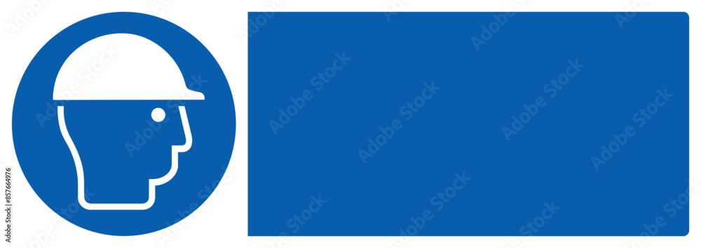 Fototapeta premium ISO mandatory safety signs_wear head protection your custom message here landscape size 1/2 a4,a3,a2,a1