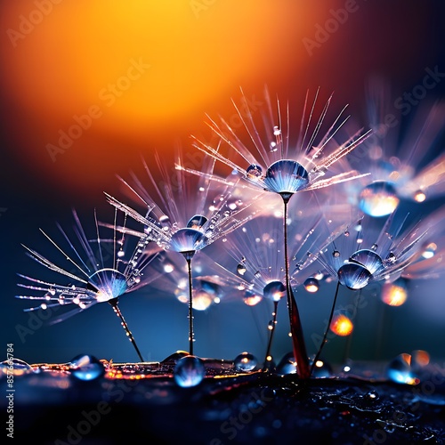 water droplets on dandelion 