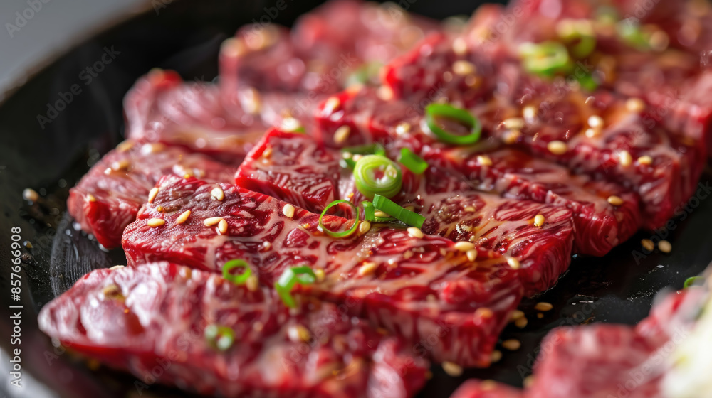 Korean Beef BBQ on Grill, Traditional Korean Cuisine, Food Photography, High Quality
