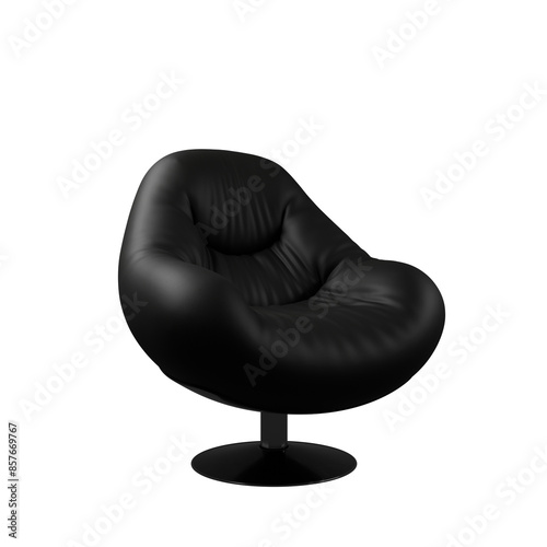 a single black color sofa chair isolated on a transparent background