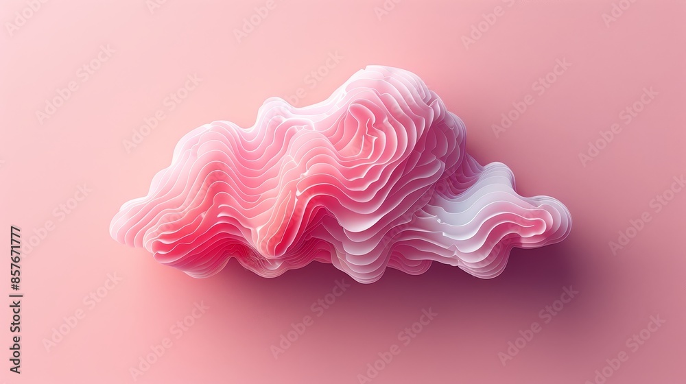 Serene Cloudscape with Wave Pattern on Soft Pink Background Serene Cloudscape with Wave Pattern on Soft Pink Background