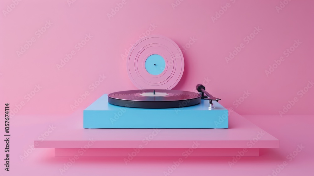 3D Retro vinyl record player that is modern and colorful. 3D Retro vinyl record player that is modern and colorful.