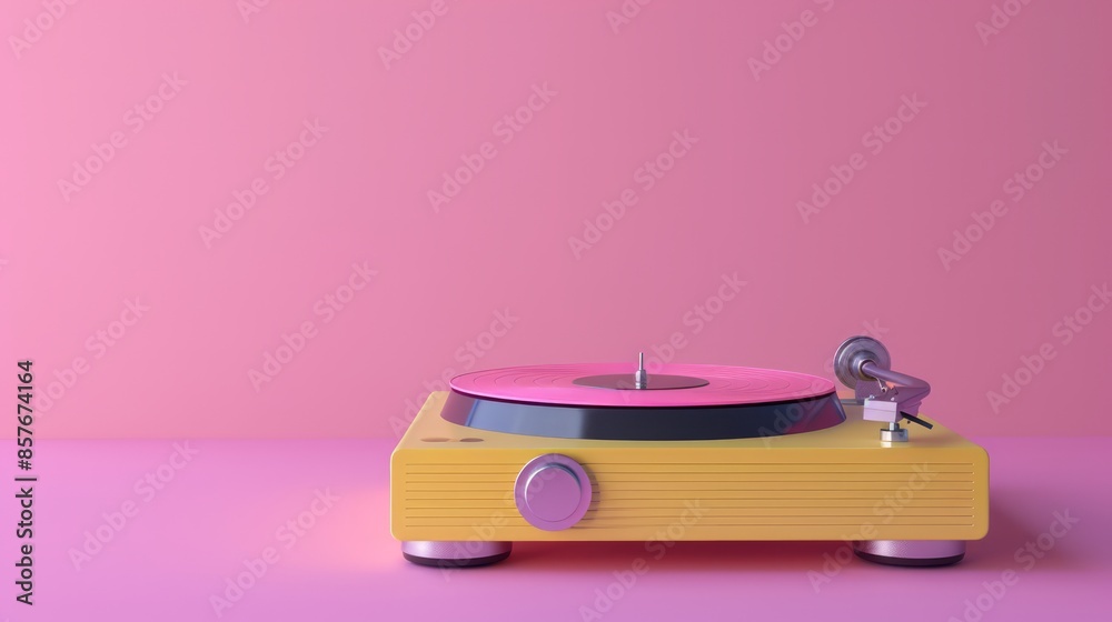 3D Retro vinyl record player that is modern and colorful. 3D Retro vinyl record player that is modern and colorful.