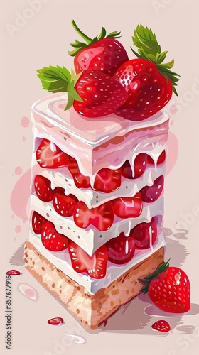 Illustration delicious strawberry cake