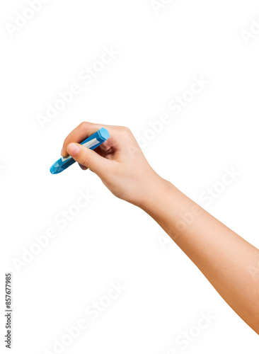 Children hand holding a crayon for coloring and writing. Coloring activity, fun kindergarden education