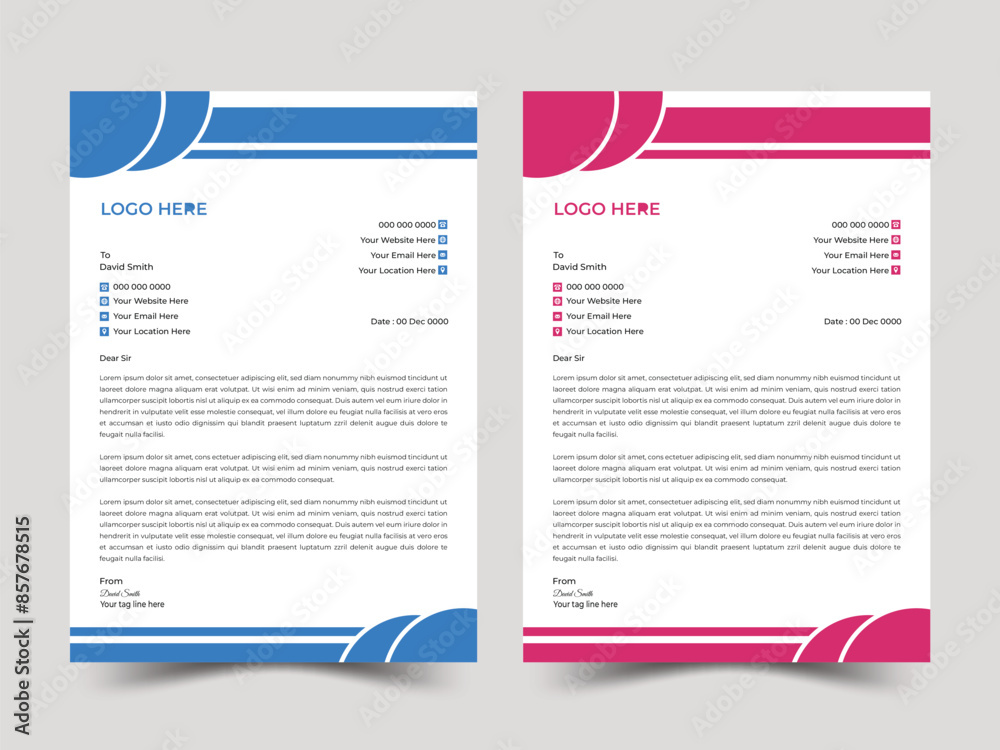 Obraz premium corporate modern creative geometric letterhead design vector template. 