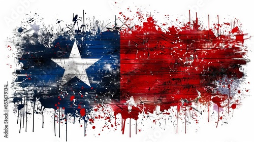 A texas flag with paint splatters.
