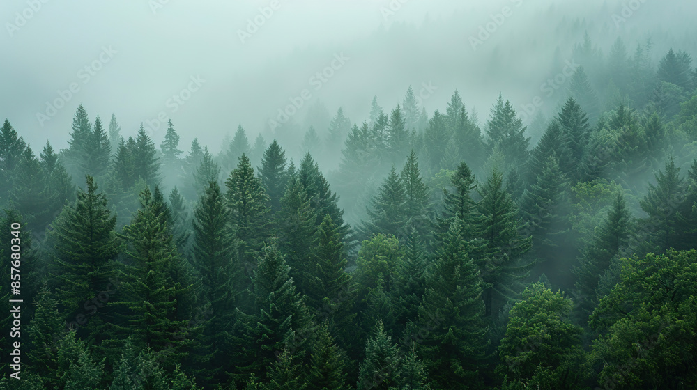 the view of tropical rain forest with mist the view of tropical rain forest with mist