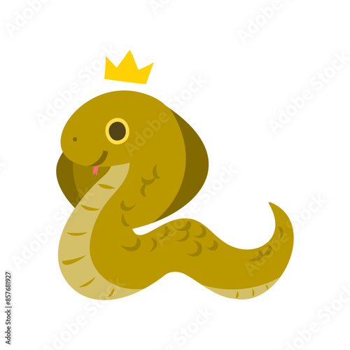舌を出すキングコブラ。フラットなベクターイラスト。
King cobra sticking out its tongue. Flat vector illustration.