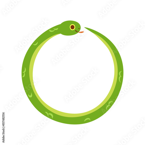 蛇の円形フレーム。フラットなベクターイラスト。
Circular frame of a snake. Flat vector illustration.