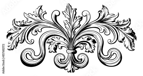 vintage baroque victorian engraving black and white outline