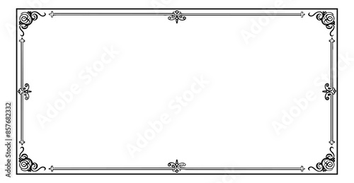 vintage frame calligraphic engraving black and white outline