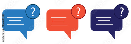 Set of message boxs with question mark icons. Help symbol, question mark, faq signs. Vector illustration. EPS 10