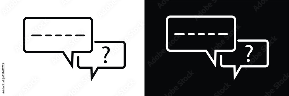 Set of message boxs with question mark icons. Help symbol, question mark, faq signs. Vector illustration. EPS 10