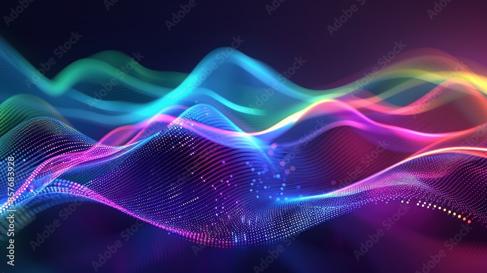 Abstract Neon Waves Digital Art Abstract Neon Waves Digital Art