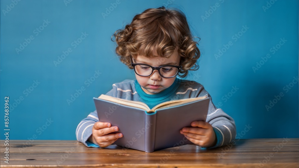 Child Reading Book in Classroom: A child reading a book in a classroom, illustrating a love for reading and learning.
