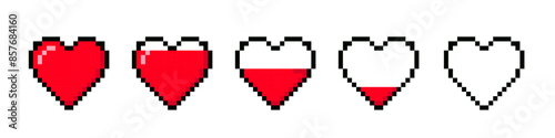 Heart pixel. Video game heart.