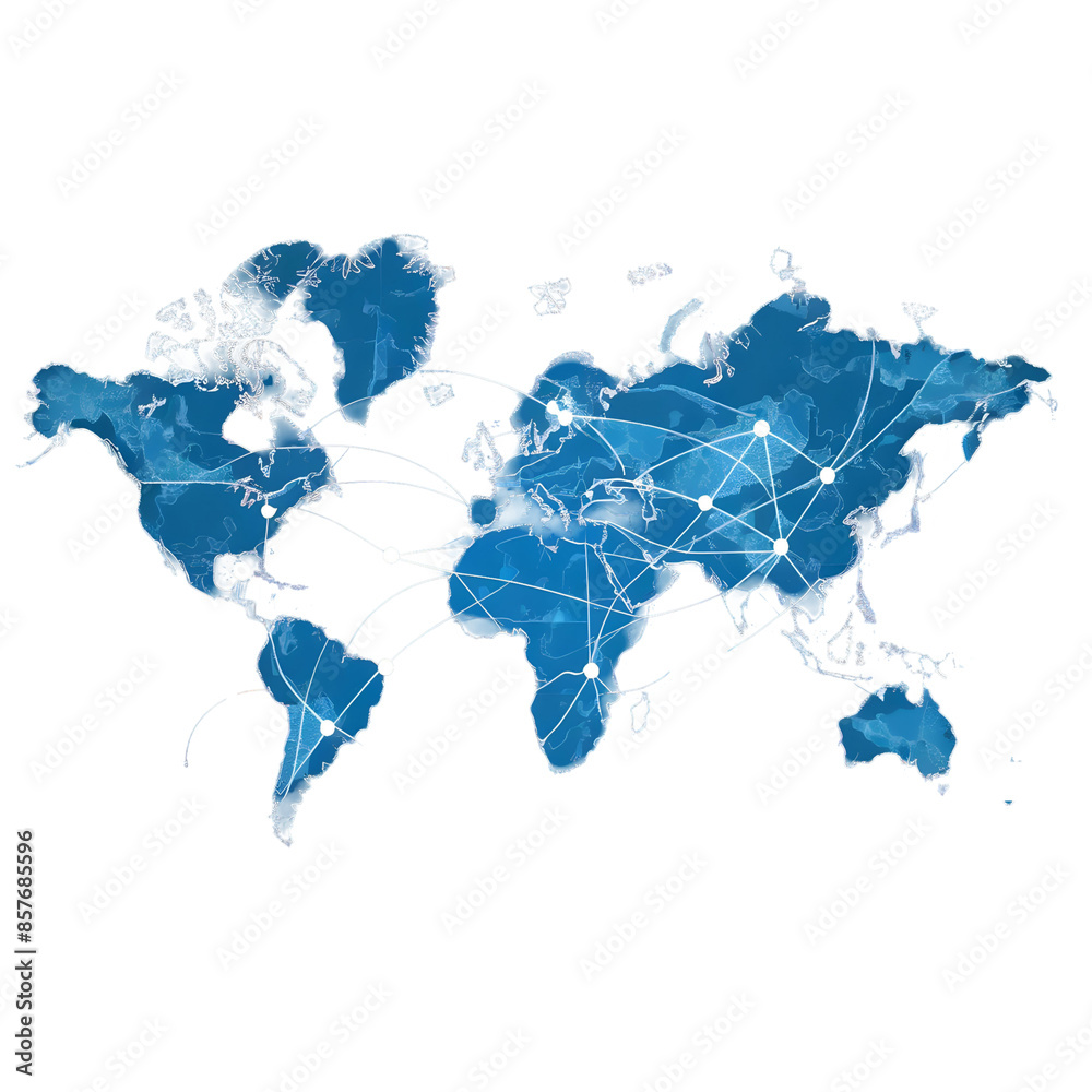 Naklejka premium Global network connection. World map point and line composition concept of global business on white background