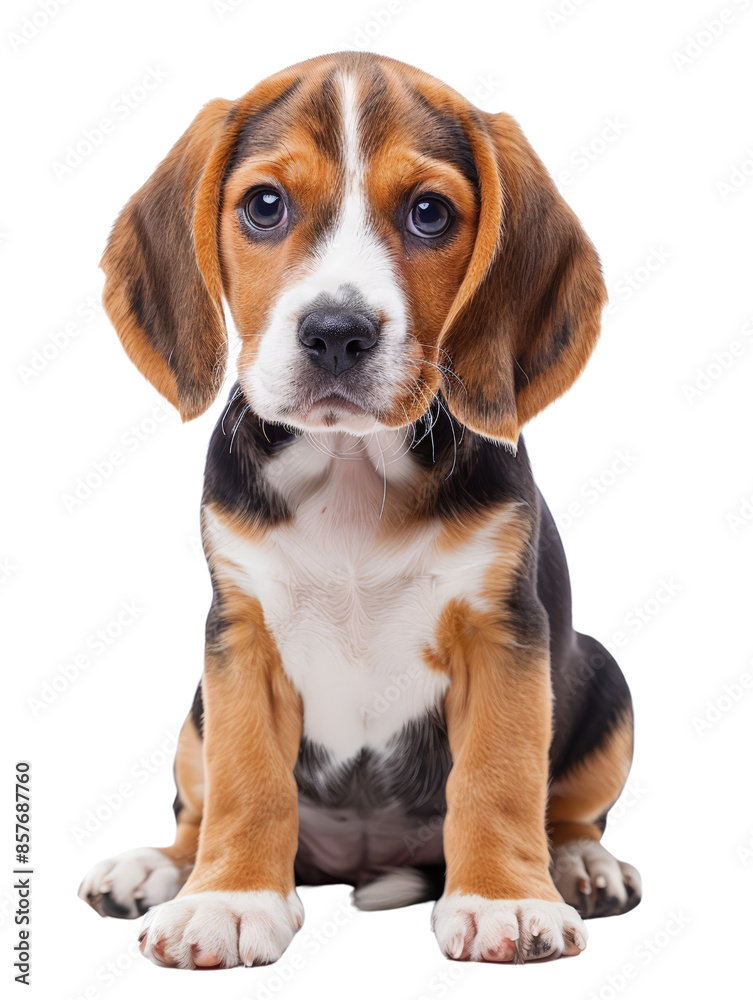 Adorable Beagle puppy sitting, looking forward with a curious and innocent expression, perfect for pet lovers and animal-related content. Adorable Beagle puppy sitting, looking forward with a curious and innocent expression, perfect for pet lovers and animal-related content.