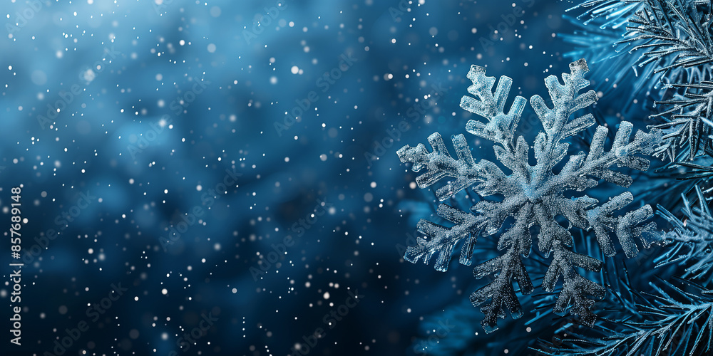 Eleganter festlicher Hintergrund mit frostiger Schneeflocke. Saisonales Banner mit Platz für Text Eleganter festlicher Hintergrund mit frostiger Schneeflocke. Saisonales Banner mit Platz für Text