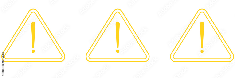 Danger warning icon set. alert triangle warn sign in black, yellow, and red color. exclamation sign. Danger warning icon set. alert triangle warn sign in black, yellow, and red color. exclamation sign.