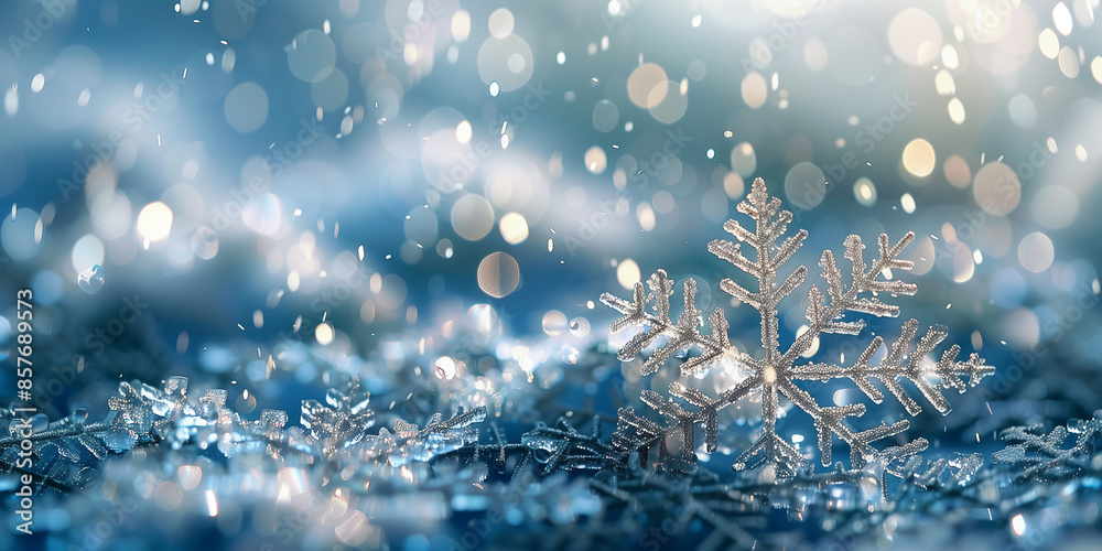 Eleganter festlicher Hintergrund mit frostiger Schneeflocke. Saisonales Banner mit Platz für Text