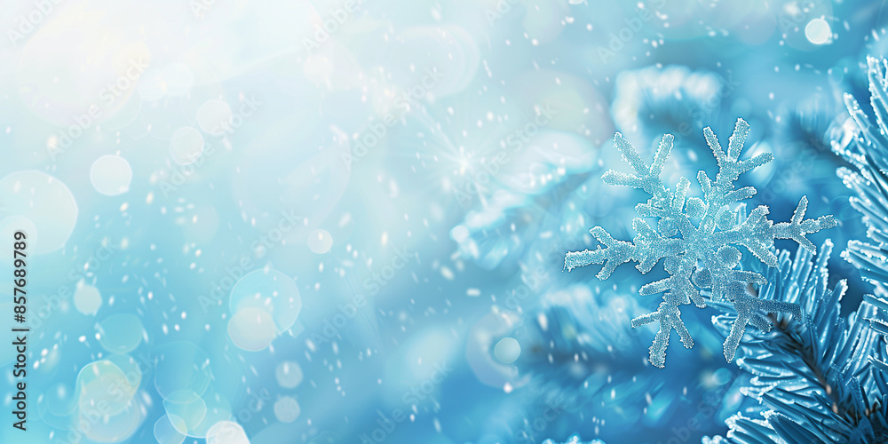 Eleganter festlicher Hintergrund mit frostiger Schneeflocke. Saisonales Banner mit Platz für Text Eleganter festlicher Hintergrund mit frostiger Schneeflocke. Saisonales Banner mit Platz für Text