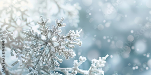 Eleganter festlicher Hintergrund mit frostiger Schneeflocke. Saisonales Banner mit Platz für Text