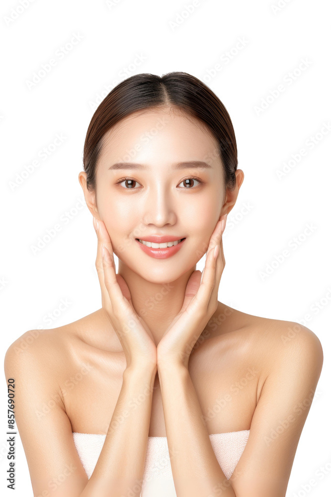 Radiant Skincare, Young woman glowing complexion, Hands touching face, Beauty and wellness transparent.
Fresh Face Portrait, Smiling woman with clear skin, White background, Healthy skin care. Radiant Skincare, Young woman glowing complexion, Hands touching face, Beauty and wellness transparent.
Fresh Face Portrait, Smiling woman with clear skin, White background, Healthy skin care.