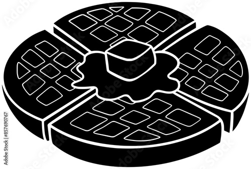 dessert illustration sweet silhouette food logo cafe icon waffles outline waffle breakfast chocolate dish snack cream pastry bake homemade shape crispy meal fruit for vector graphic background