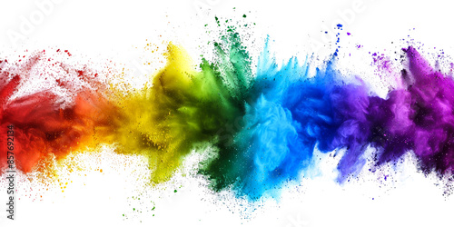 Explosion of colorful powder on a white background