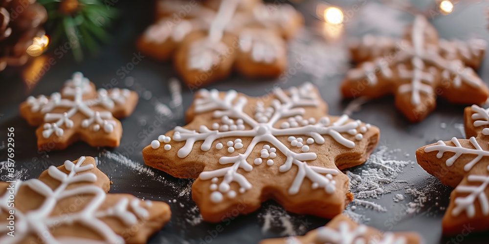 Schöne bunte Weihnachtskekse auf Tisch ausgelegt Schöne bunte Weihnachtskekse auf Tisch ausgelegt