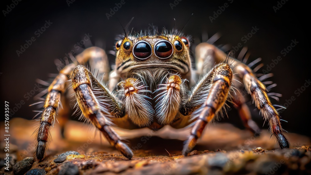 Closeup of spider in focused with blurred dark background, spider, closeup, arachnid, isolated, macro, creepy, legs, hairy, nature, wildlife, animal, insect, black, scary, small, eight Closeup of spider in focused with blurred dark background, spider, closeup, arachnid, isolated, macro, creepy, legs, hairy, nature, wildlife, animal, insect, black, scary, small, eight