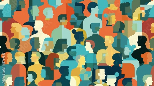 social fragmentation flat design side view community animation Analogous Color Scheme photo