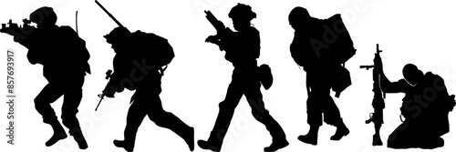Military Silhouette Action Vector Illustration