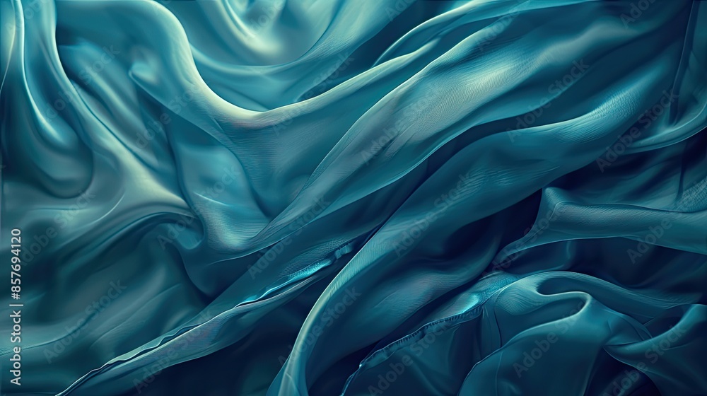 Fototapeta premium Smooth turquoise fabric texture with gentle folds, perfect for backgrounds, textiles, or creative projects