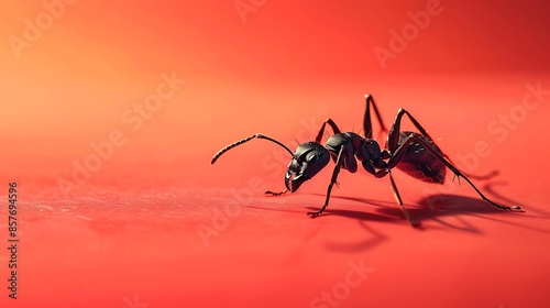 Ant on red meroon and salmon background photo