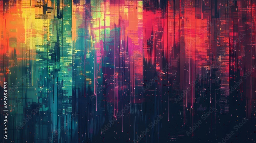 Pixel rainbow ambient flickers on a glitched lo-fi vector backdrop, raw and chaotic, retro aesthetics, vibrant colors Pixel rainbow ambient flickers on a glitched lo-fi vector backdrop, raw and chaotic, retro aesthetics, vibrant colors