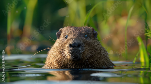 Curious Mole Peeking Through Water in Natural Habitat