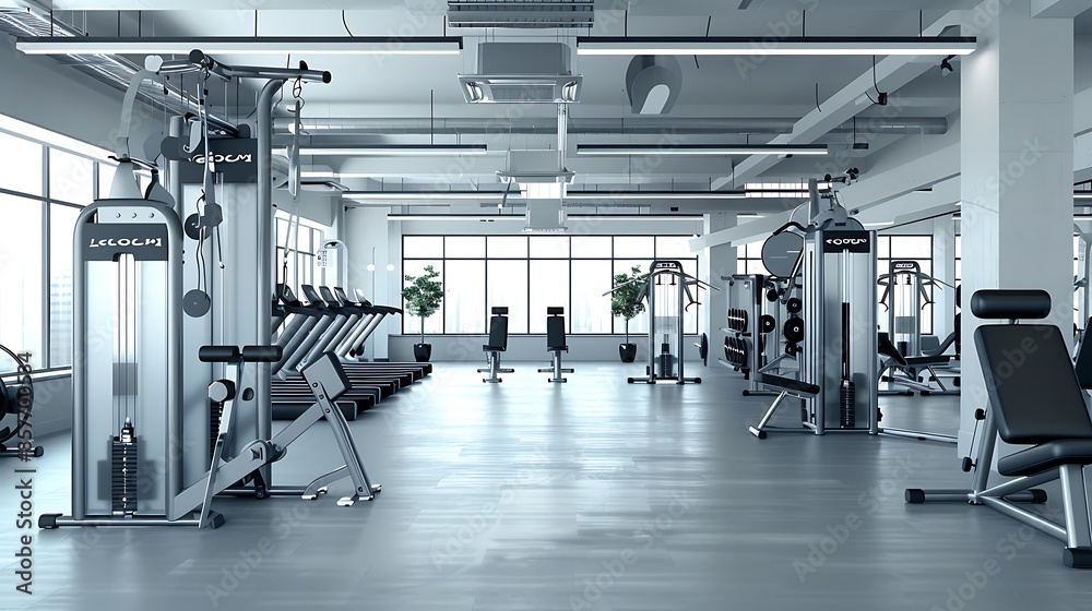 Obraz premium Apparatus and equipment in modern gym