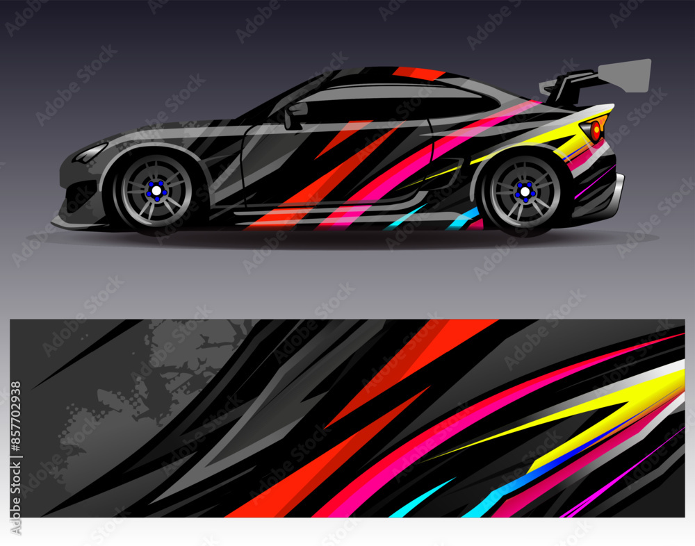 Car wrap design vector.Graphic abstract stripe racing background designs for vehicle, rally, race, adventure and car racing livery Car wrap design vector.Graphic abstract stripe racing background designs for vehicle, rally, race, adventure and car racing livery