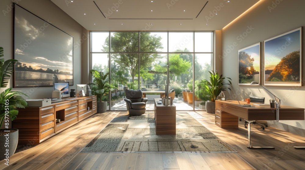 Render a lifelike office setting where Reverse Grow Light technology is being showcased to potential partners Render a lifelike office setting where Reverse Grow Light technology is being showcased to potential partners