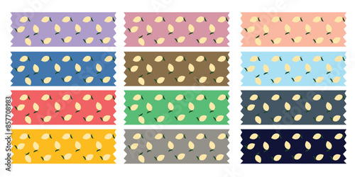 element stock. scrapbook washi ornament decoration design.Washi tapes collection. Colourful scrapbook stripes, sticky label tags and decorative scotch strip.