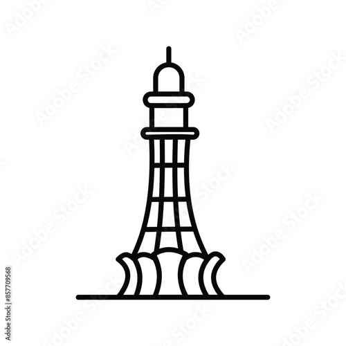 minar e pakistan icon with white background vector stock illustration