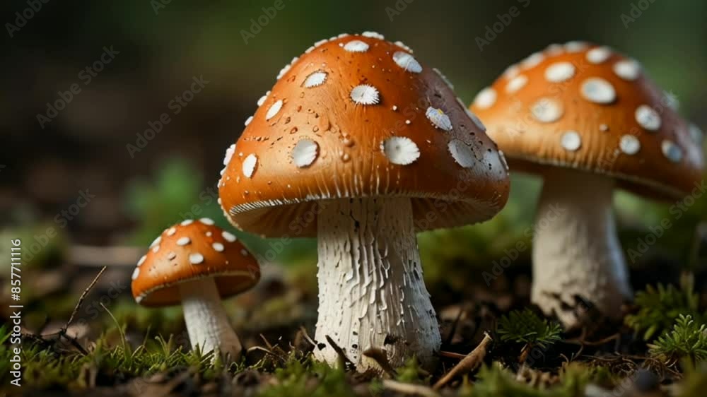 little mushrooms in forest, closeup of tiny mushrooms little mushrooms in forest, closeup of tiny mushrooms