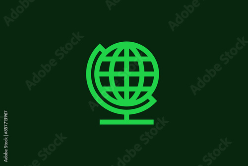 Concept of globe in a flat style. School education thin line icon. Children education stroke icon. Vector illustration