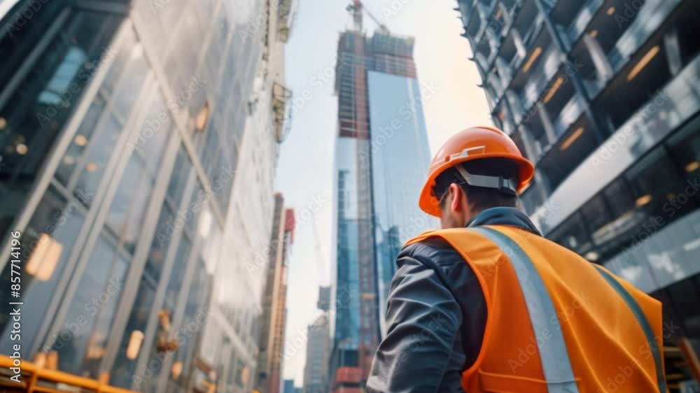 civil engineer meticulously inspecting the structural integrity of a towering skyscraper under construction, . generative ai
civil engineer meticulously inspecting the structural integrity of a towering skyscraper under construction, . generative ai