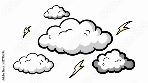 Collection of manga-style cloud, special effects, sketch, plain vector