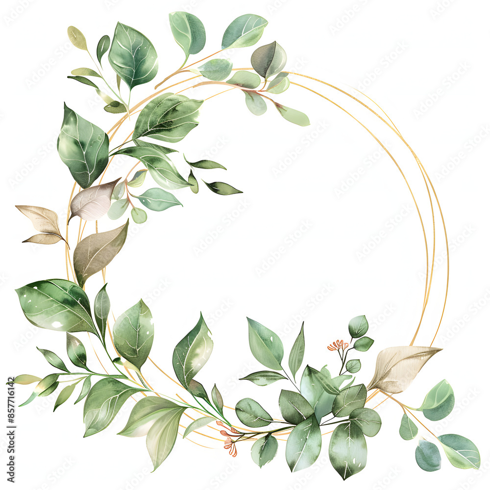Watercolor Leaves Aesthetic Frame