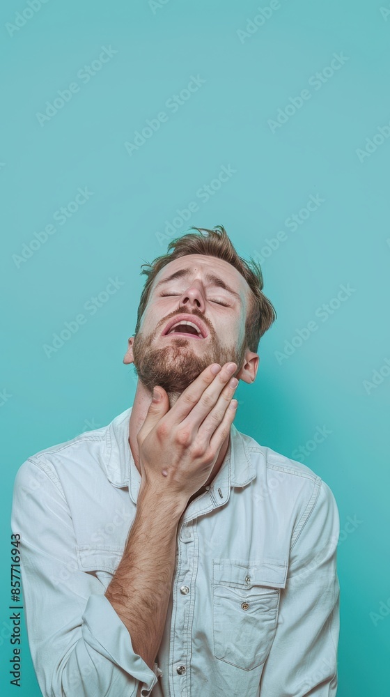 A man touching his beard A man touching his beard